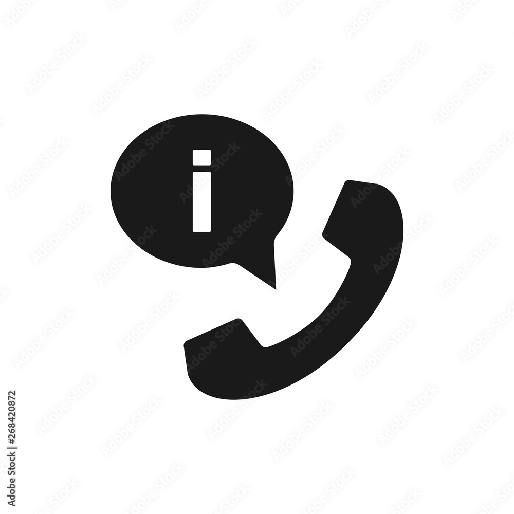 Poster phone handset with speech bubble icon. call for info icon. communication bubble with call symbol. ca