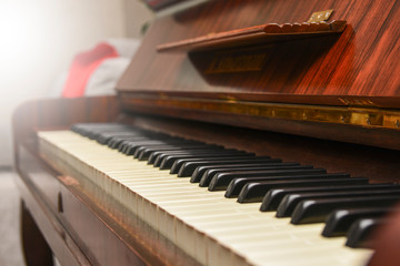 Fototapeta na wymiar Acoustic Piano keyboard, close up