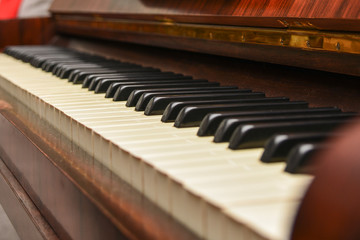 Fototapeta na wymiar Acoustic Piano keyboard, close up