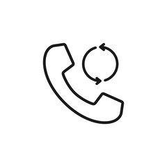 Call repeat vector icon. Telephone call repeat vector icon. Recall, redial flat sign for mobile concept and web design. Phone handset with reload, refresh arrows