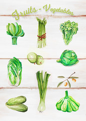 Owoce i warzywa na desce - obrazy, fototapety, plakaty