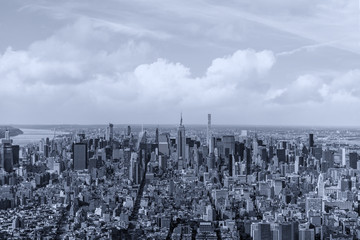 Aerial View of Manhattan with its skyscrapers