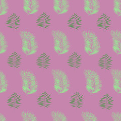 Vector seamless pattern with tropical leaves.