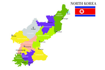 North Korea map vector illustration