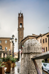 Obraz premium Street of the ancient town of Montalcino in Tuscany. Tuscany, Italy