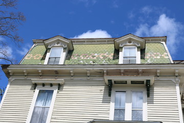 Rooftop of old wooden historic  victorian home 