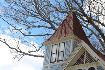 Rooftop of old wooden historic  victorian home 