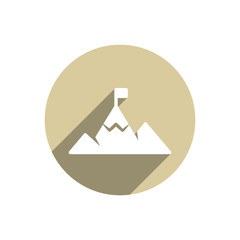 Flag on the mountain, the achievement of the goal. Success in business, victory. Flat design. Success concept. Mission completed illustration