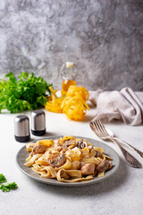 Pasta with chicken and mushroom