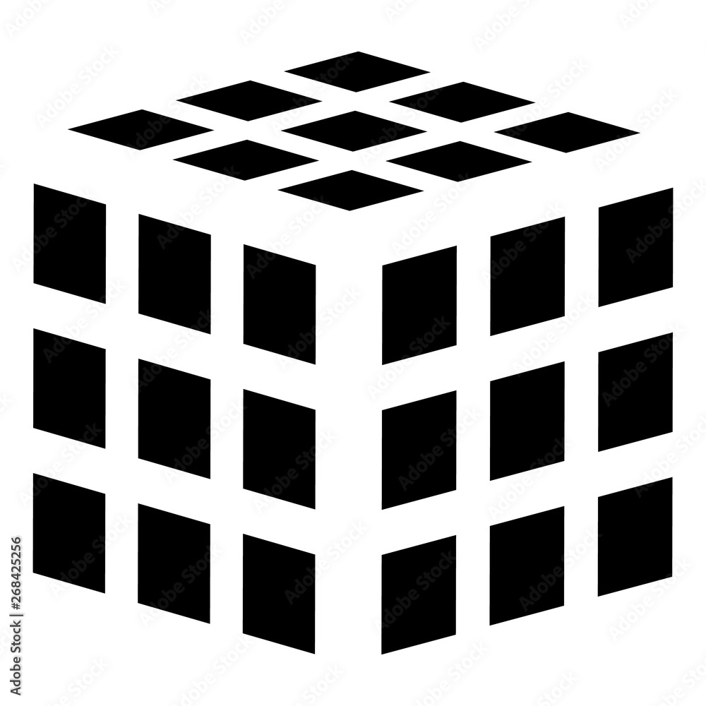 Poster cube with grid, mesh of squares surfaces. geometric cube icon, geometric cube symbol