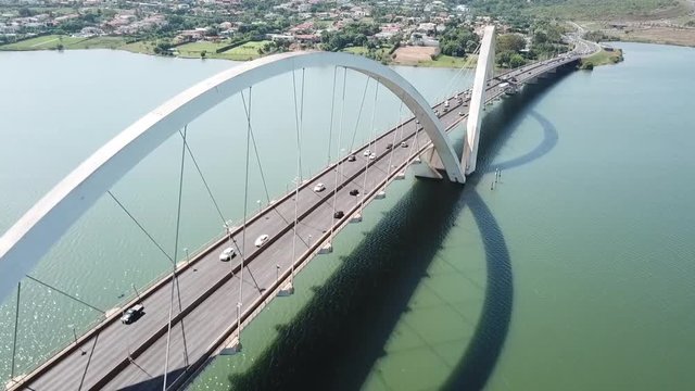 Aerial view of JK Bridge in Brasilia, Brazil