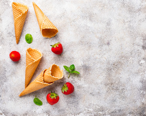 Waffle cones for ice cream