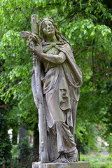 Fototapeta premium Historic Statue on the mystery old Prague Cemetery, Czech Republic