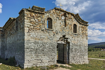 Abandoned Medieval Orthodox church of Saint John of Rila at the bottom of Zhrebchevo Reservoir, Sliven Region, Bulgaria