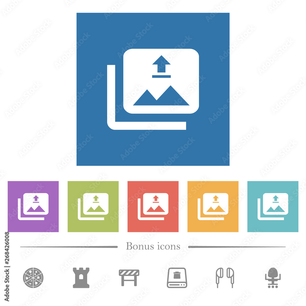 Aufkleber upload multiple images flat white icons in square backgrounds