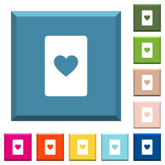 Heart card symbol white icons on edged square buttons