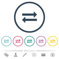 Exchange flat color icons in round outlines