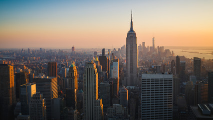 Fototapeta na wymiar New York City Skyline with Urban Skyscrapers at Sunset, USA