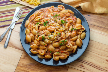Cheesy Beef Shell Pasta