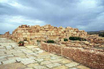 Remains of a fort in Roman ancient city Sufetula in Sbeitla city in north-central Tunisia