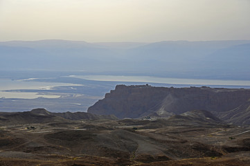 Masada , mer morte et Jordanie en arrière-plan