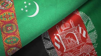 Turkmenistan and Afghanistan two flags textile cloth, fabric texture 