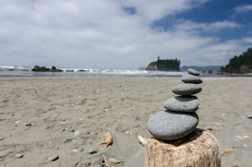 stone stacking at the beach
