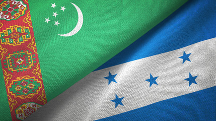 Turkmenistan and Honduras two flags textile cloth, fabric texture