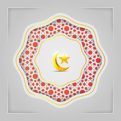 Ramadan greeting or invitations design islamic, stars and moon on gold and violet background. Place for text.  Vector illustration.