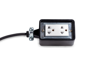 Electrical outlet in black rubber box