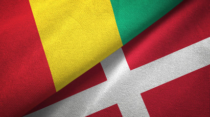 Guinea and Denmark two flags textile cloth, fabric texture