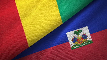 Guinea and Haiti two flags textile cloth, fabric texture
