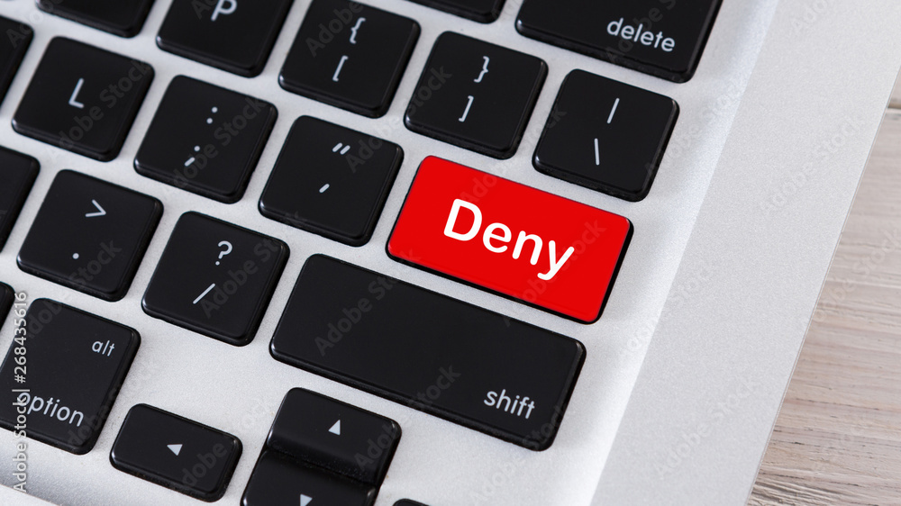 Aufkleber Red computer button on keyboard with text Deny