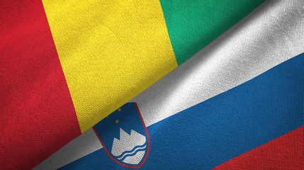 Guinea and Slovenia two flags textile cloth, fabric texture