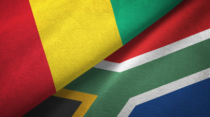 Guinea and South Africa two flags textile cloth, fabric texture