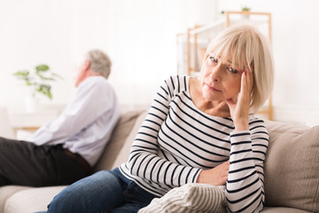 Obraz premium Senior Couple Having Relationship Problems, Looking To Opposite Sides