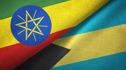 Ethiopia and Bahamas two flags textile cloth, fabric texture 