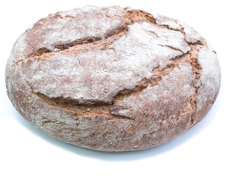 Sourdough Bread Isolated On White Background Viewed From Above With Natural Daylight