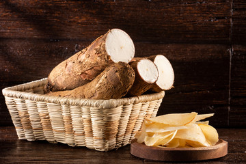 Cassava fried - Manihot esculenta. Top view