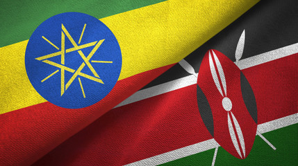 Ethiopia and Kenya two flags textile cloth, fabric texture
