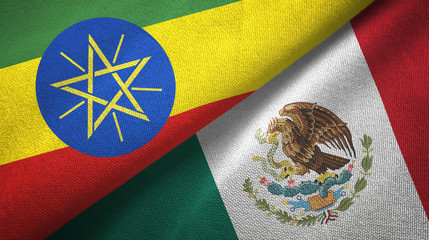 Ethiopia and Mexico two flags textile cloth, fabric texture