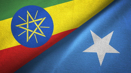Ethiopia and Somalia two flags textile cloth, fabric texture