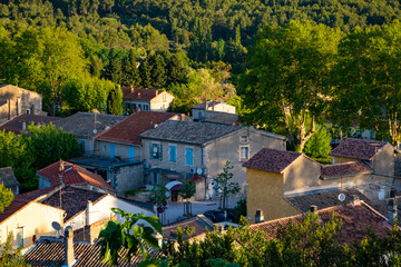 View on traditional and medieval houses in Provence, South of France, vacation and tourist destination