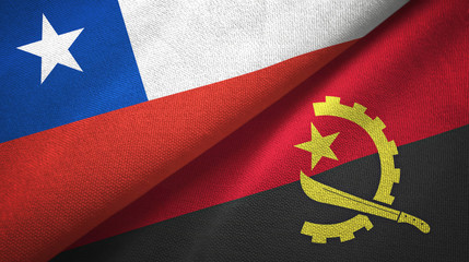 Chile and Angola two flags textile cloth, fabric texture 
