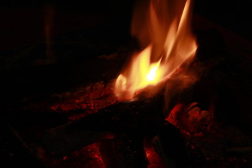 fire in fireplace