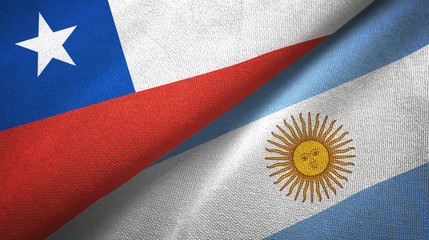 Chile and Argentina two flags textile cloth, fabric texture 
