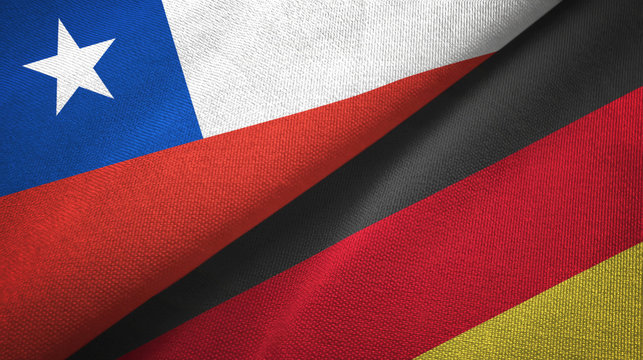 Chile and Germany two flags textile cloth, fabric texture