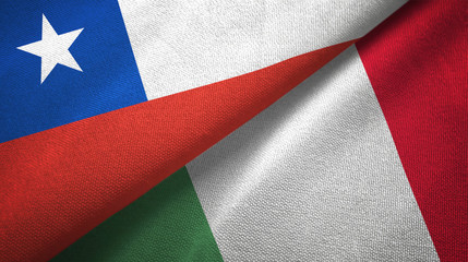 Chile and Italy two flags textile cloth, fabric texture