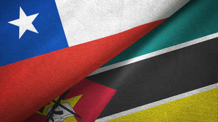 Chile and Mozambique two flags textile cloth, fabric texture