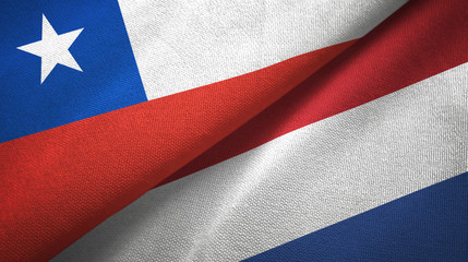 Chile and Netherlands two flags textile cloth, fabric texture